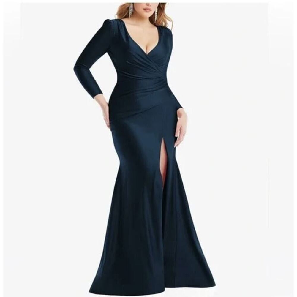 Cynthia & Sahar Women's Luxe Satin LS Formal Evening Dress in Black Medium $336